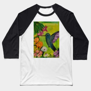 hummingbird feeding on some nectar on a 12x16inc stretch canvas. Baseball T-Shirt